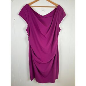 Adrianna Papell Fuchsia Draped Midi Dress